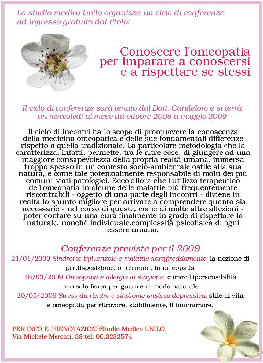 Incontri con il dr. Candeloro medico omeopata